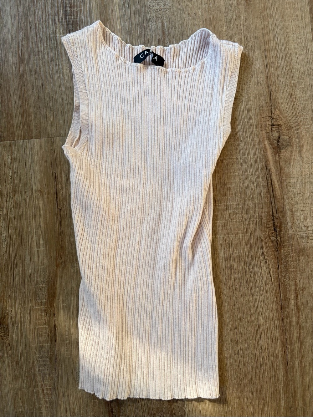 Cream Ribbed Sleeveless Tank Top